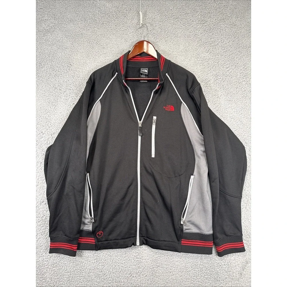 The North Face Full Zip Track Jacket Mens XL Apex Bionic 3 Black Red Steep Tech‎